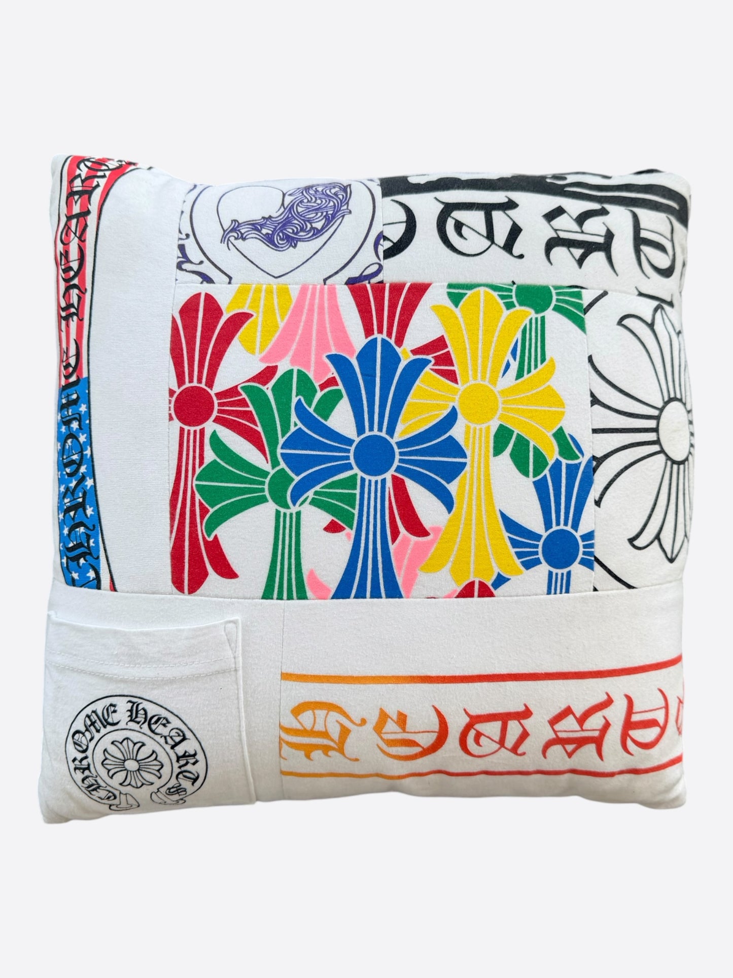 Chrome Hearts White & Multicolor Graphic Pillow