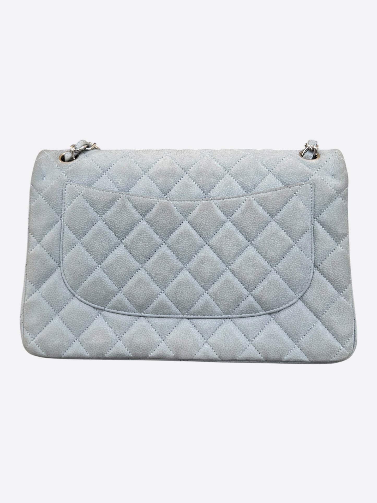 Chanel Grey Caviar Quilted Jumbo Flap Bag