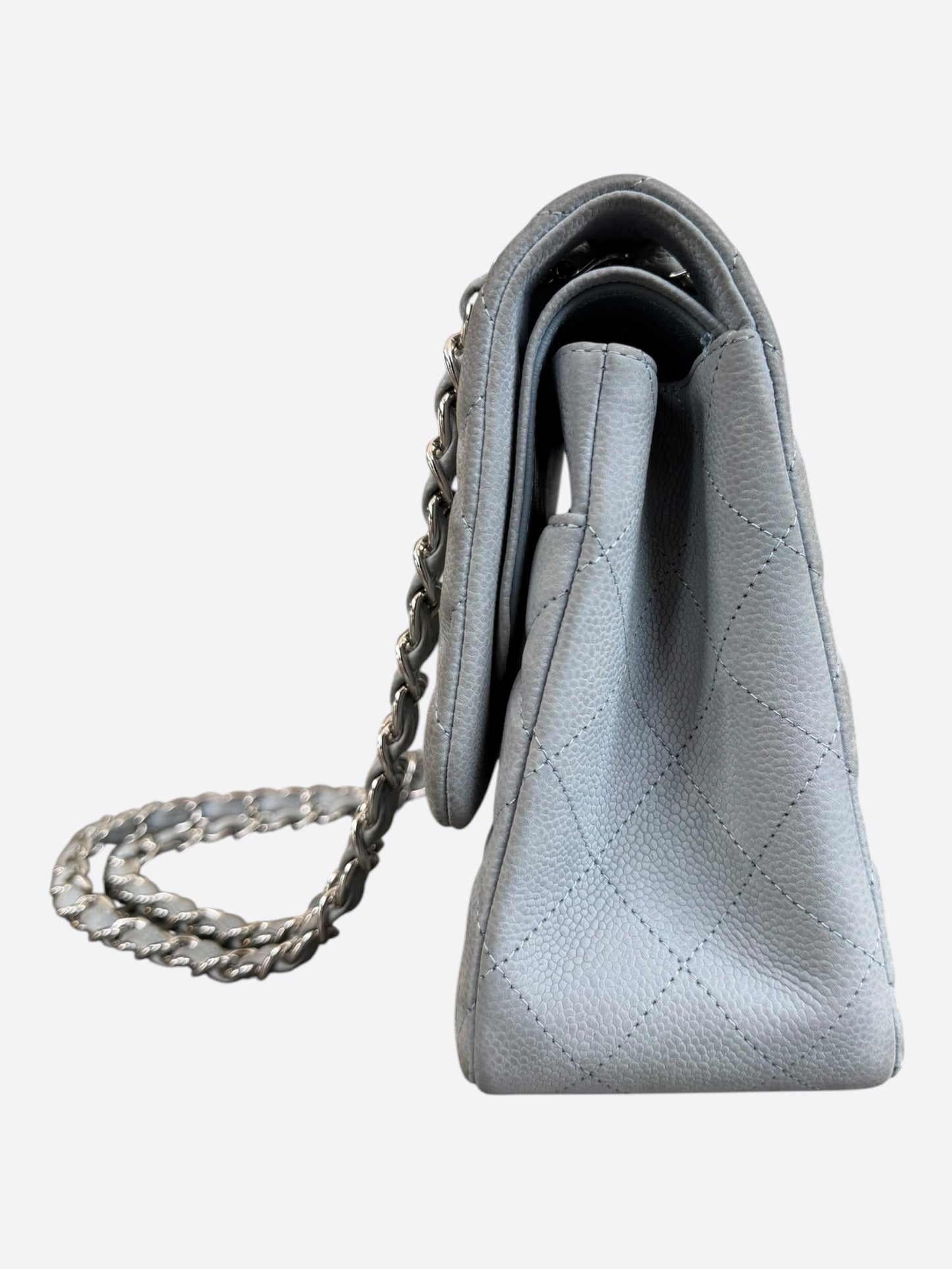 Chanel Grey Caviar Quilted Jumbo Flap Bag