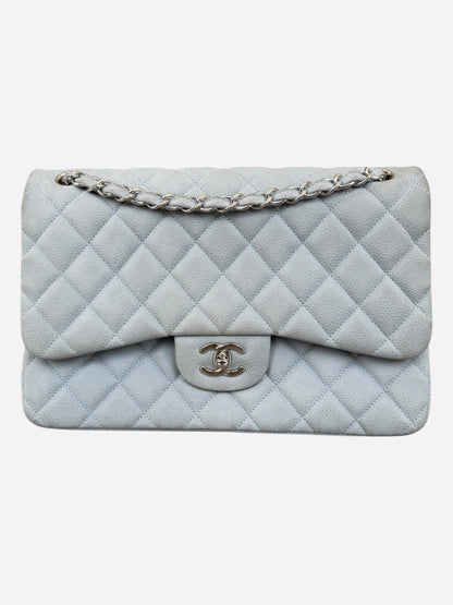 Chanel Grey Caviar Quilted Jumbo Flap Bag