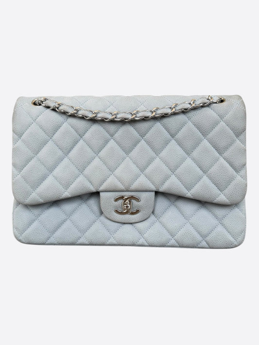 Chanel Grey Caviar Quilted Jumbo Flap Bag