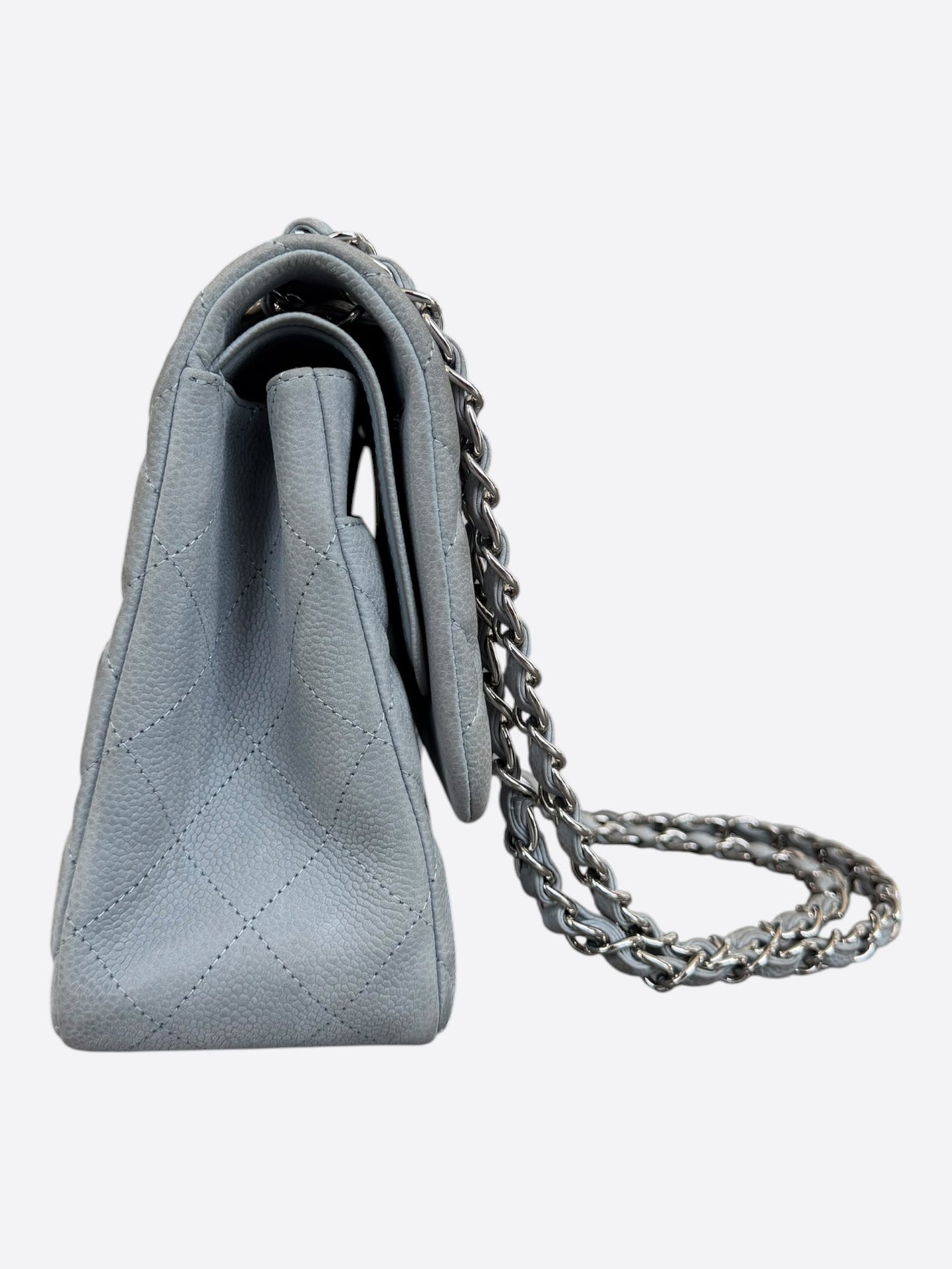 Chanel Grey Caviar Quilted Jumbo Flap Bag