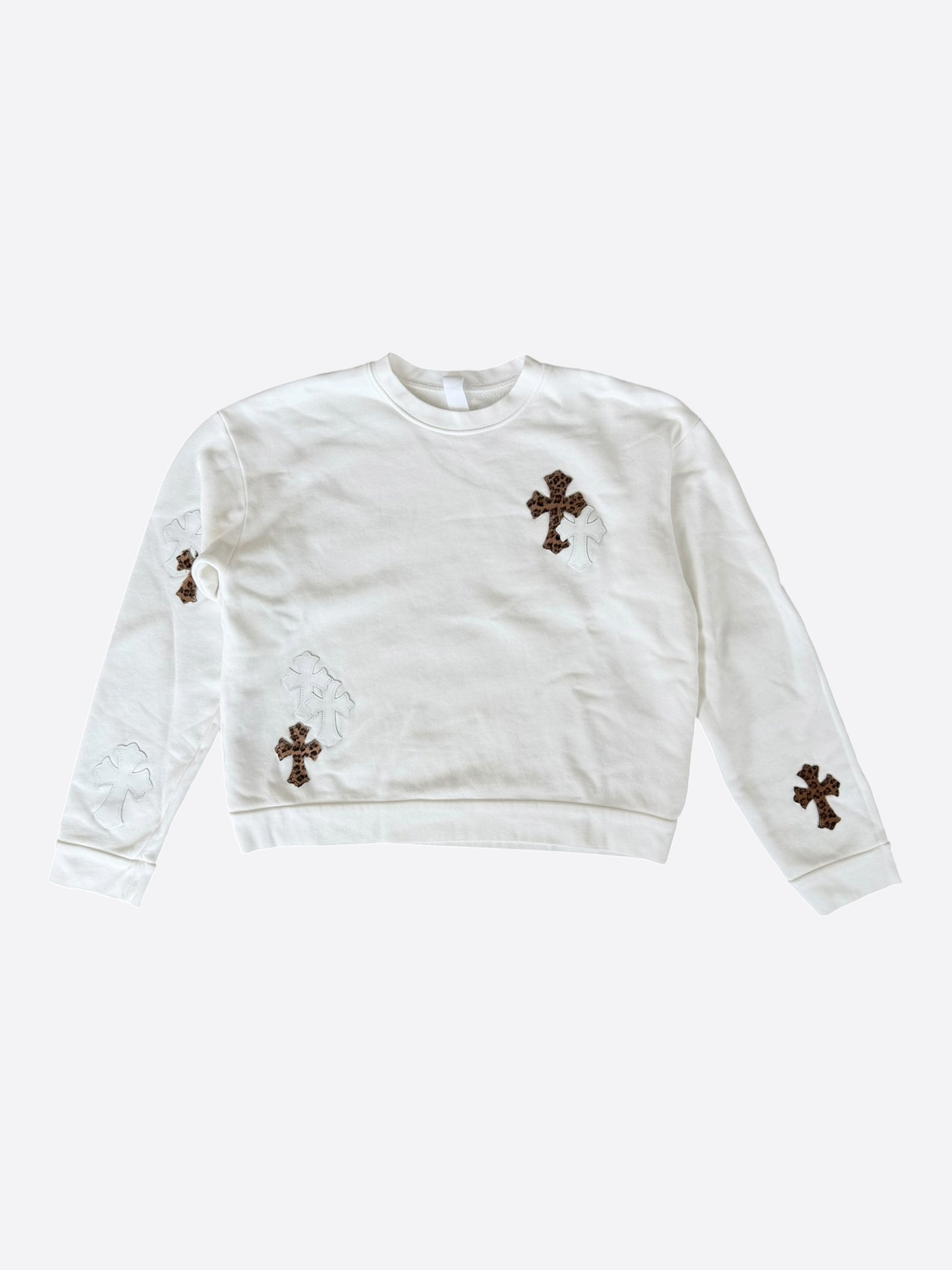 Chrome Hearts White & Leopard Cross Patch Sweater