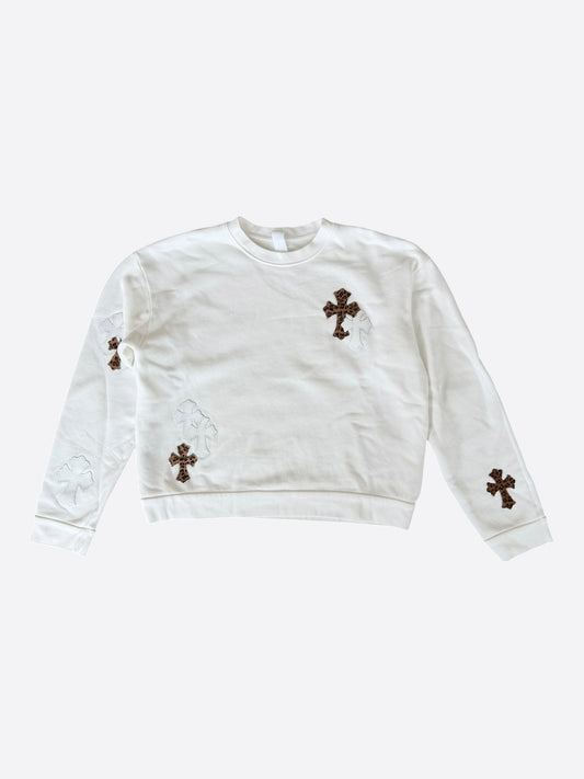 Chrome Hearts White & Leopard Cross Patch Sweater