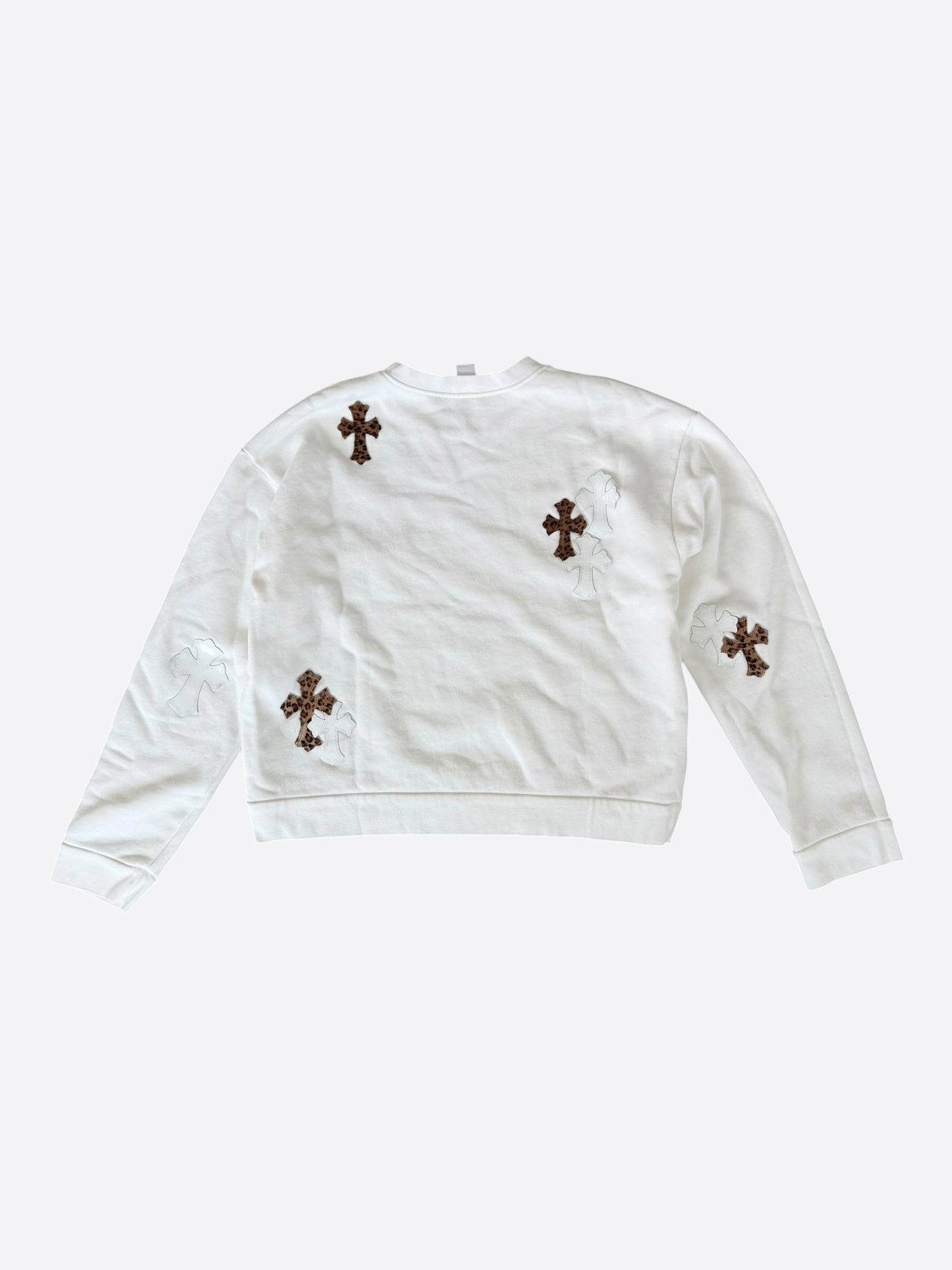 Chrome Hearts White & Leopard Cross Patch Sweater
