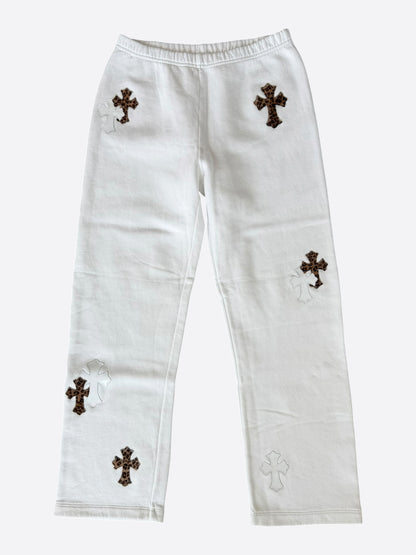 Chrome Hearts White & Leopard Cross Patch Sweatpants