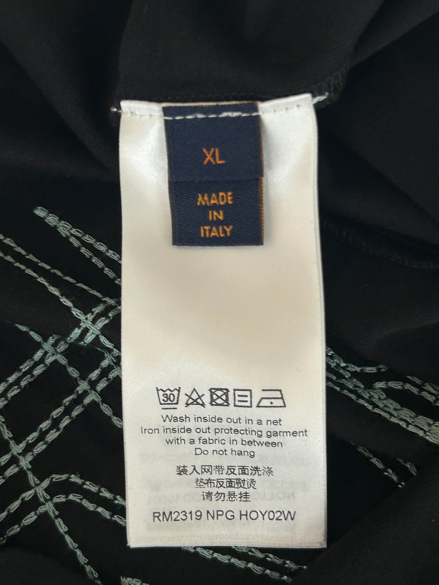Louis Vuitton Black & White Frequency Logo Embroidered T-Shirt