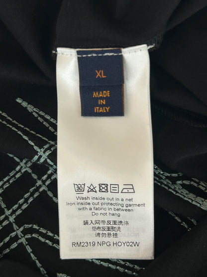 Louis Vuitton Black & White Frequency Logo Embroidered T-Shirt