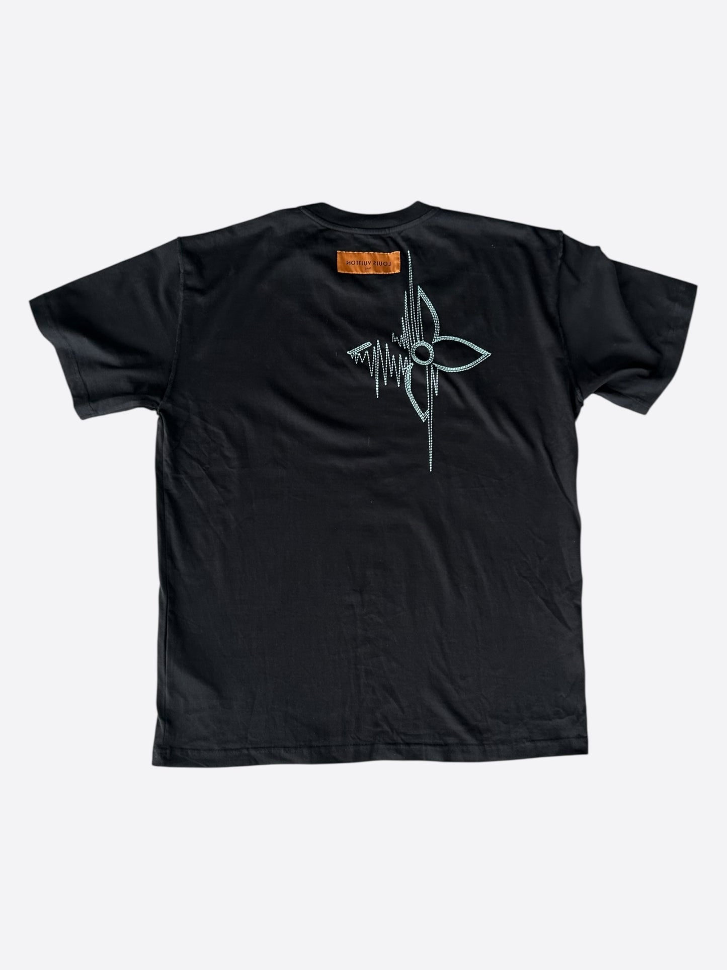 Louis Vuitton Black & White Frequency Logo Embroidered T-Shirt