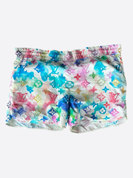Louis Vuitton White & Multicolor Watercolor Monogram Swimshorts