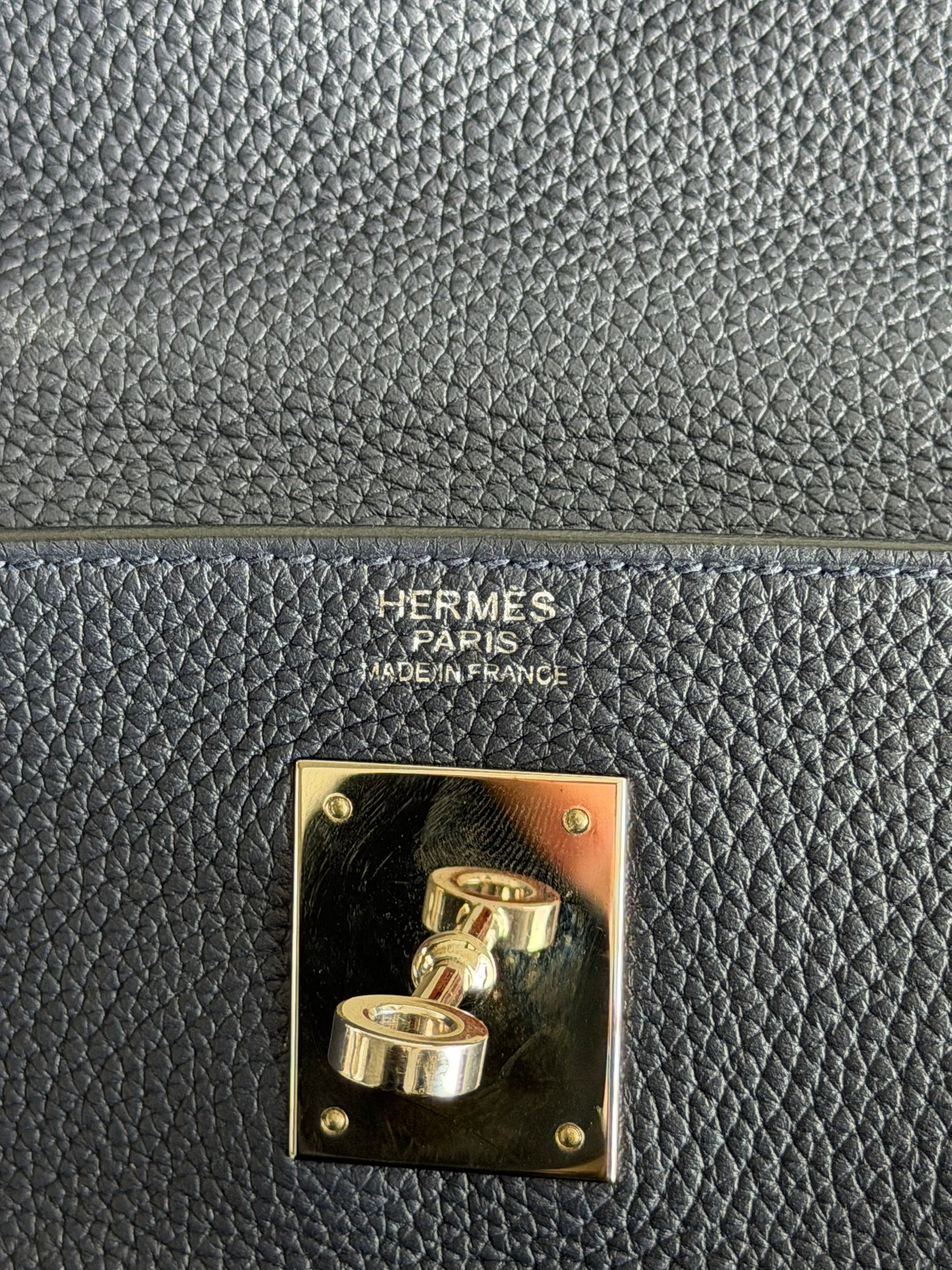 Hermes Navy Togo & Palladium Hardware Kelly 32