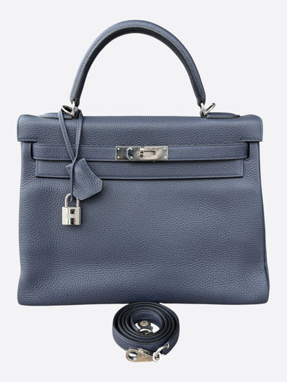 Hermes Navy Togo & Palladium Hardware Kelly 32