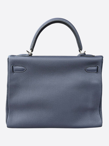 Hermes Navy Togo & Palladium Hardware Kelly 32