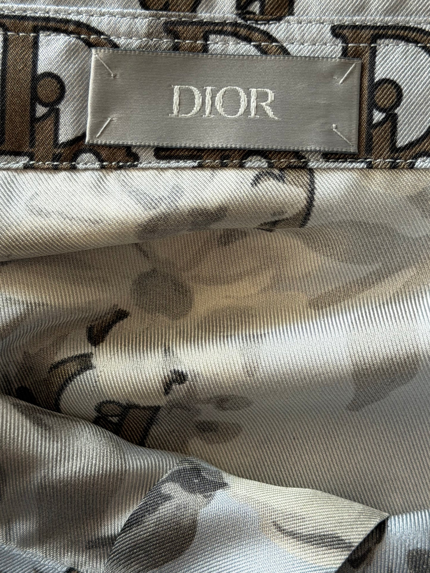 Dior Blue Floral Oblique Silk Button Up Shirt