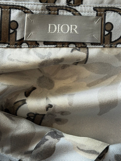 Dior Blue Floral Oblique Silk Button Up Shirt
