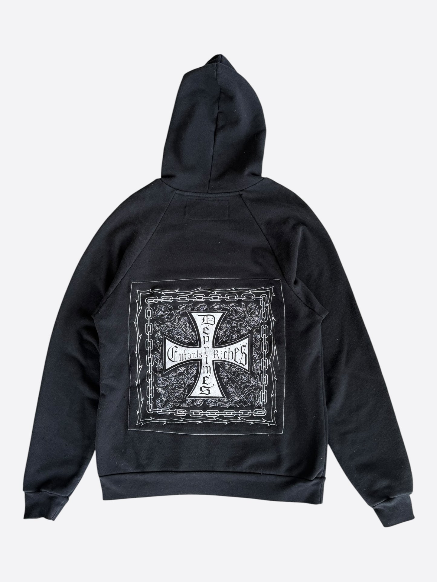 Enfants Riches Deprimes Black & White Croix Avec Des Roses Hoodie