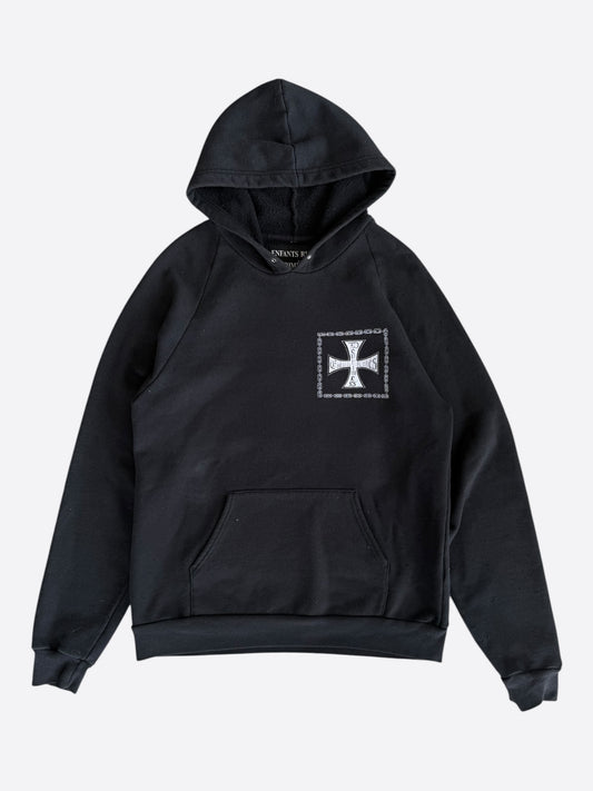 Enfants Riches Deprimes Black & White Croix Avec Des Roses Hoodie