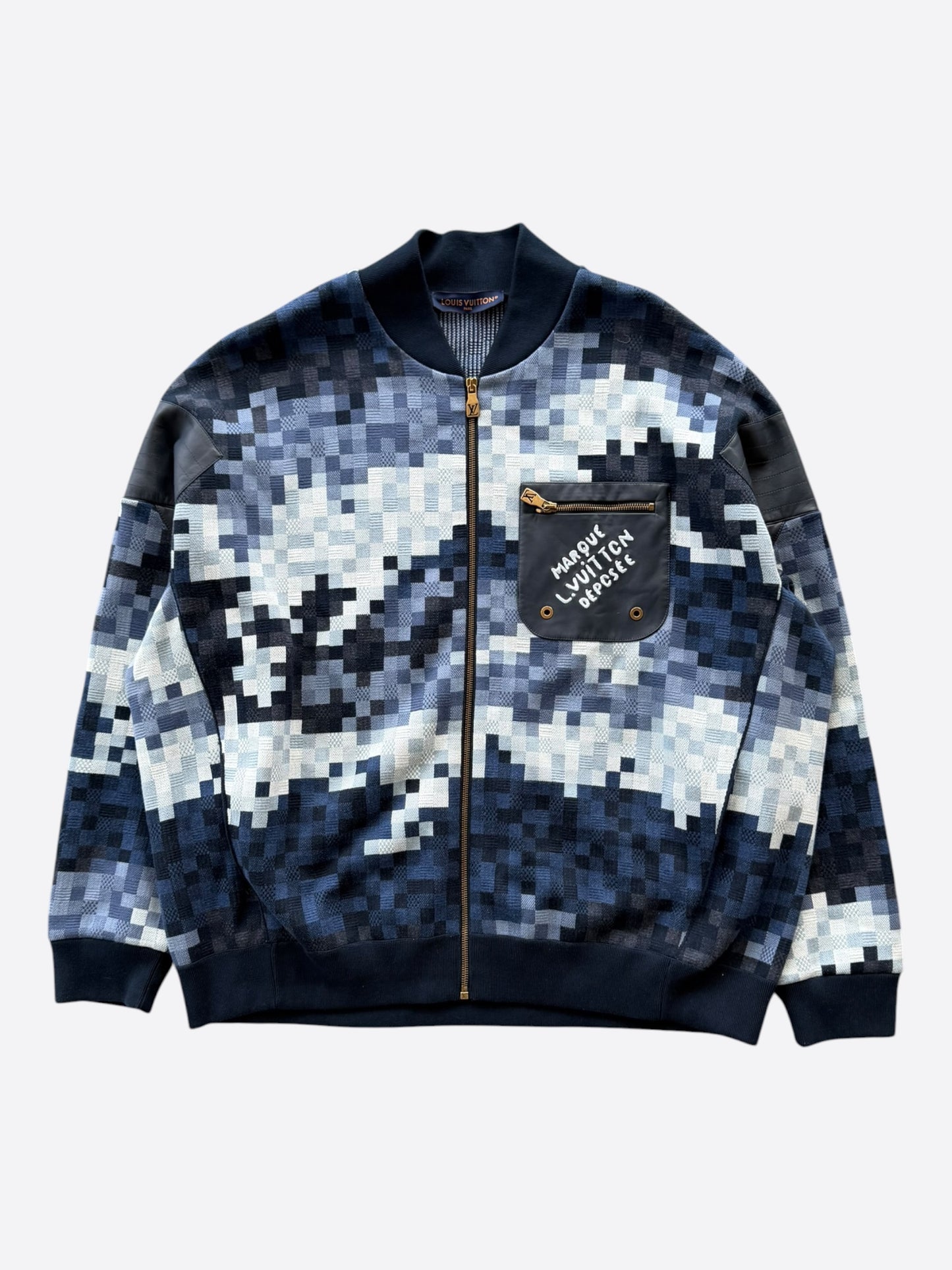 Louis Vuitton Blue Damoflage Bomber Jacket