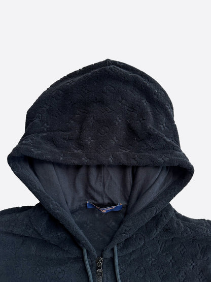 Louis Vuitton Black Monogram Towel Zip Up Hoodie