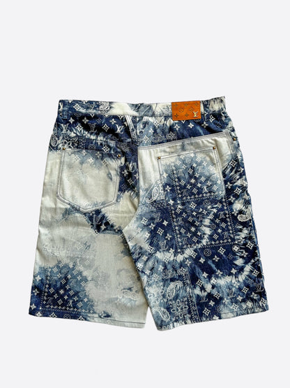 Louis Vuitton Blue Bleached Bandana Monogram Denim Shorts