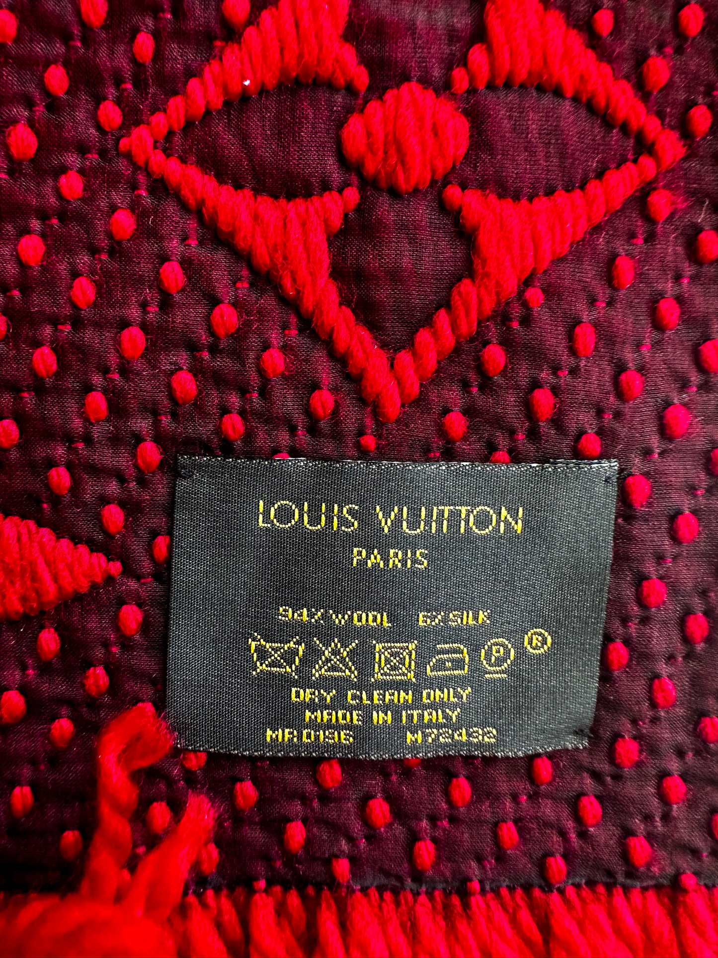 Louis Vuitton Red Monogram Logomania Scarf