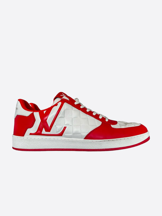 Louis Vuitton Red & White Rivoli Damier Sneakers
