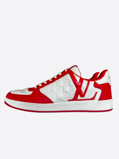 Louis Vuitton Red & White Rivoli Damier Sneakers