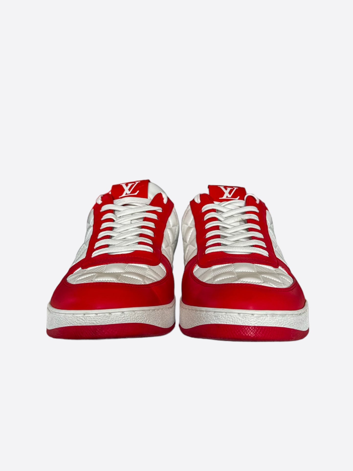 Louis Vuitton Red & White Rivoli Damier Sneakers