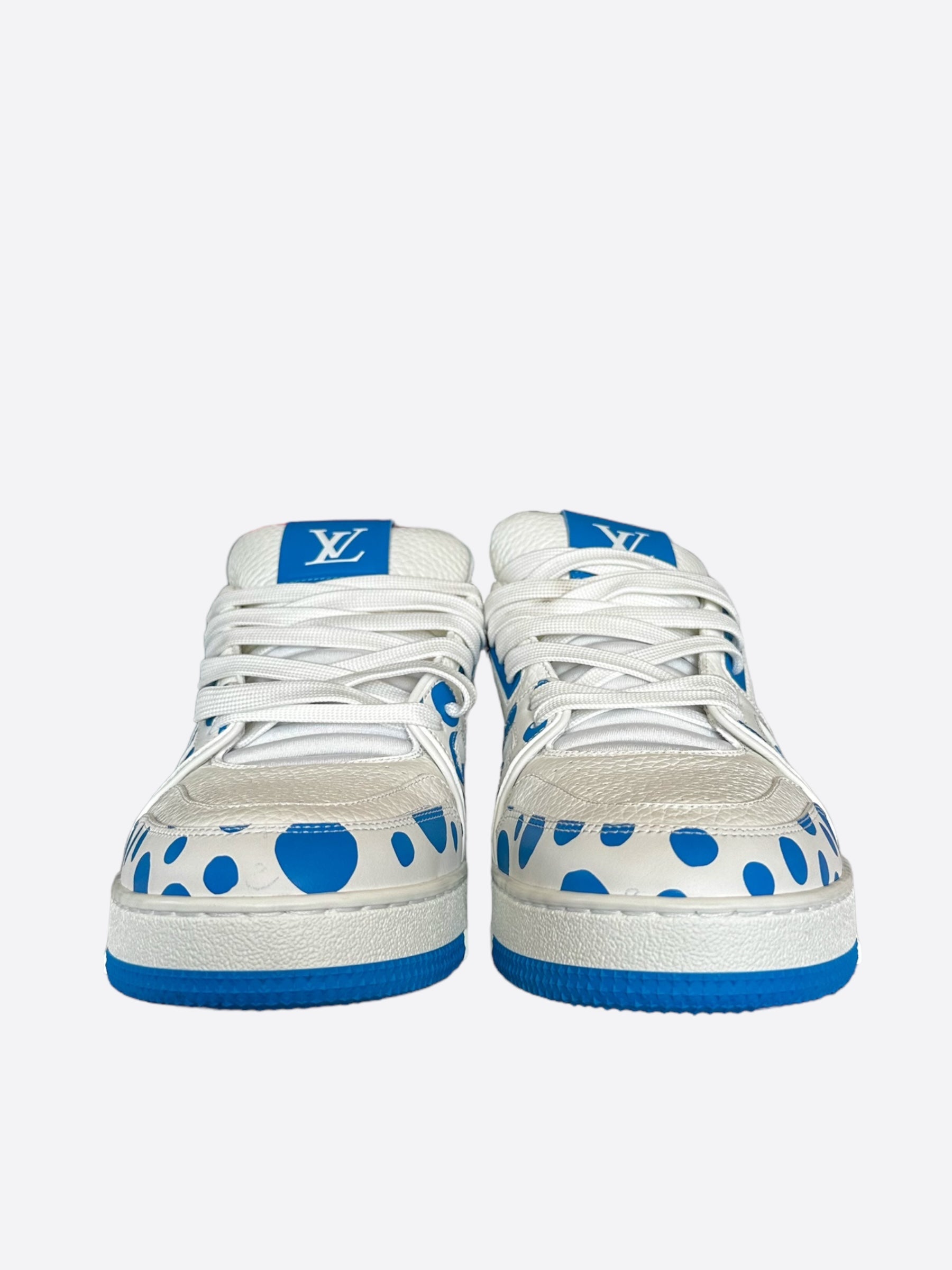 Louis Vuitton Yayoi Kusama White & Blue Polka Dot Trainers
