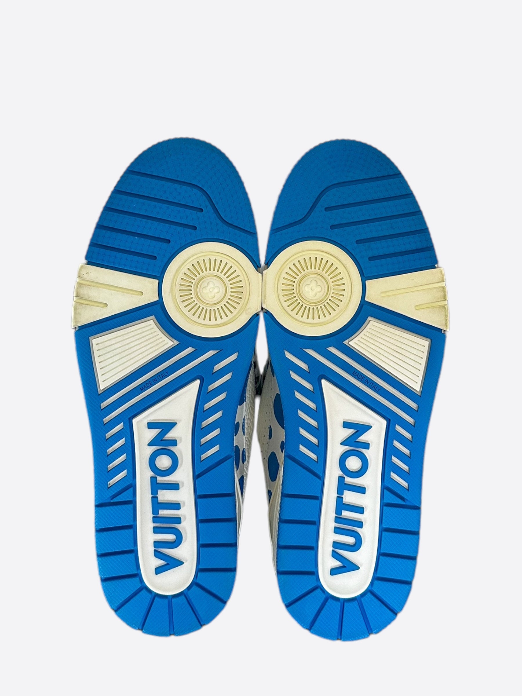 Louis Vuitton Yayoi Kusama White & Blue Polka Dot Trainers