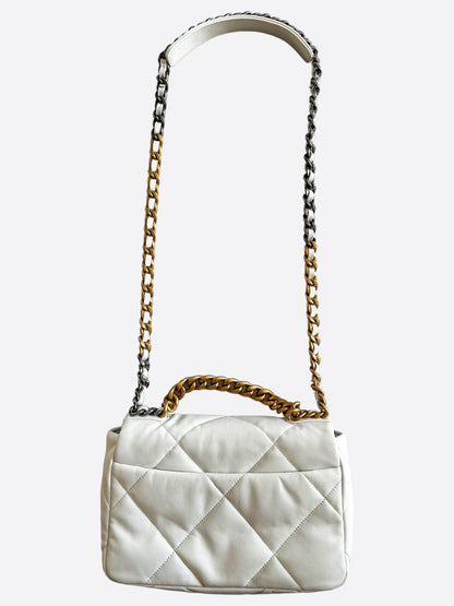 Chanel White Quilted Small 19 Flap Bag