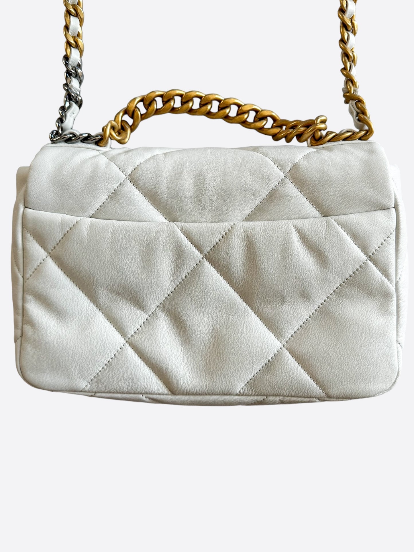 Chanel White Quilted Small 19 Flap Bag