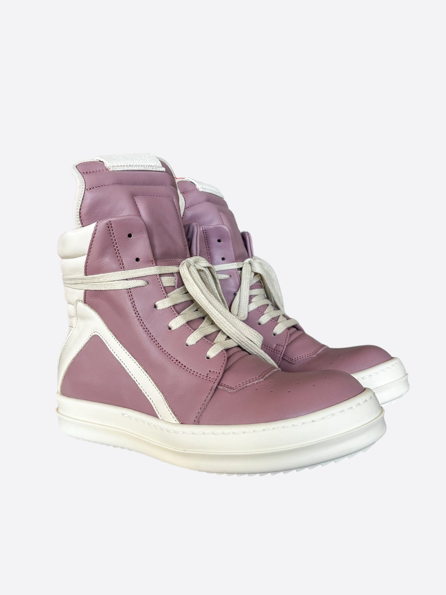 Rick Owens Pink & White Geobasket Women's Sneakers