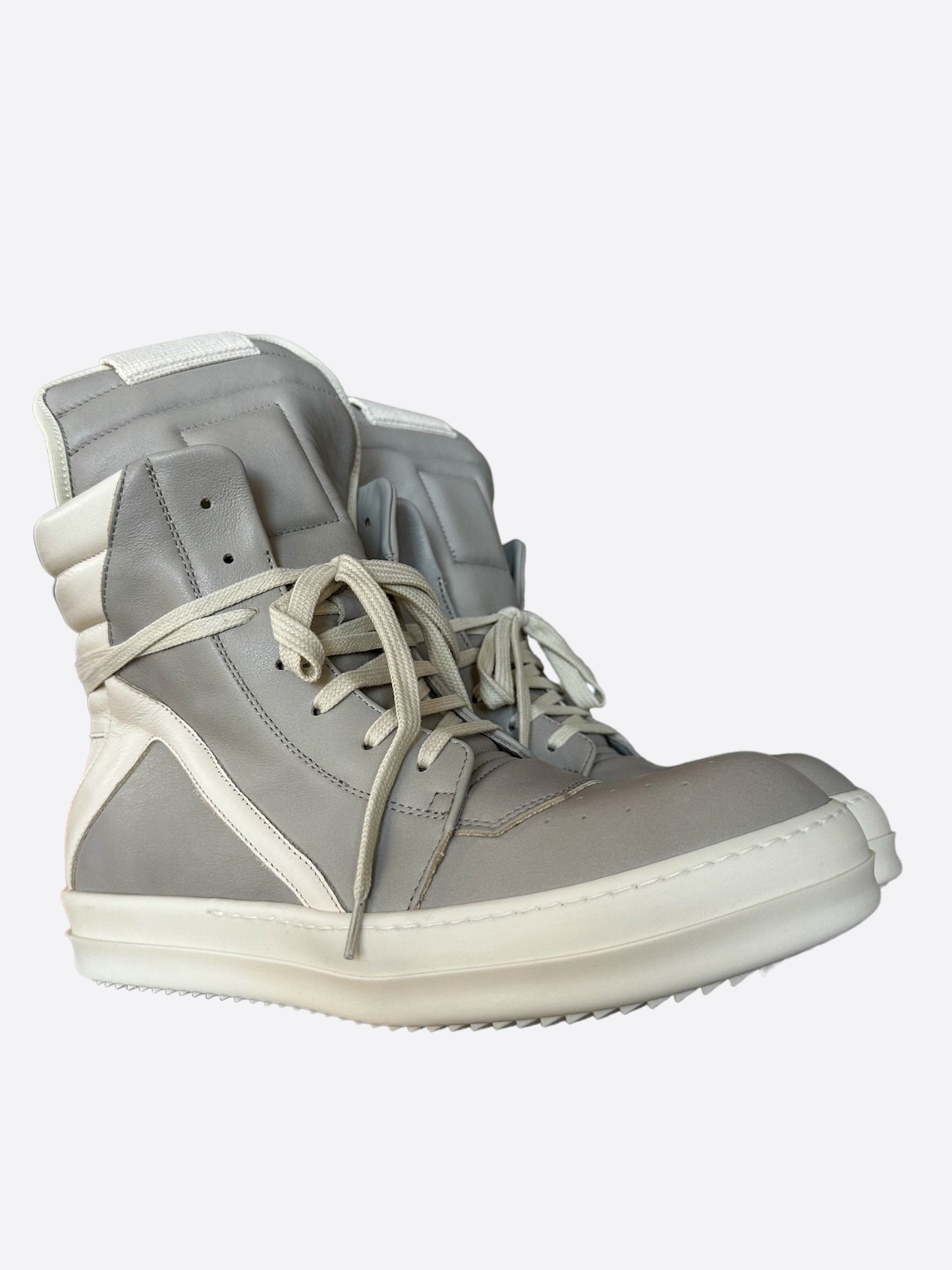 Rick Owens Grey & White Geobasket Women's Sneakers