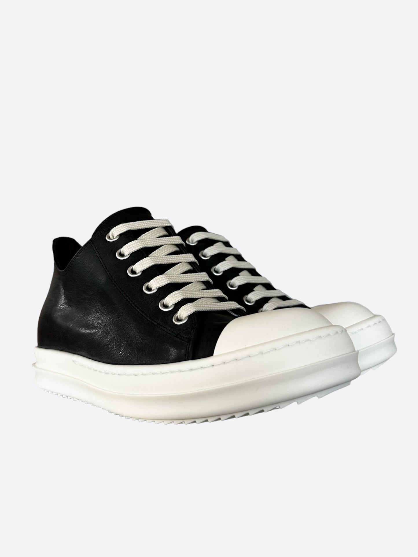 Rick Owens Black & White Suede Women's Low Top Sneakers