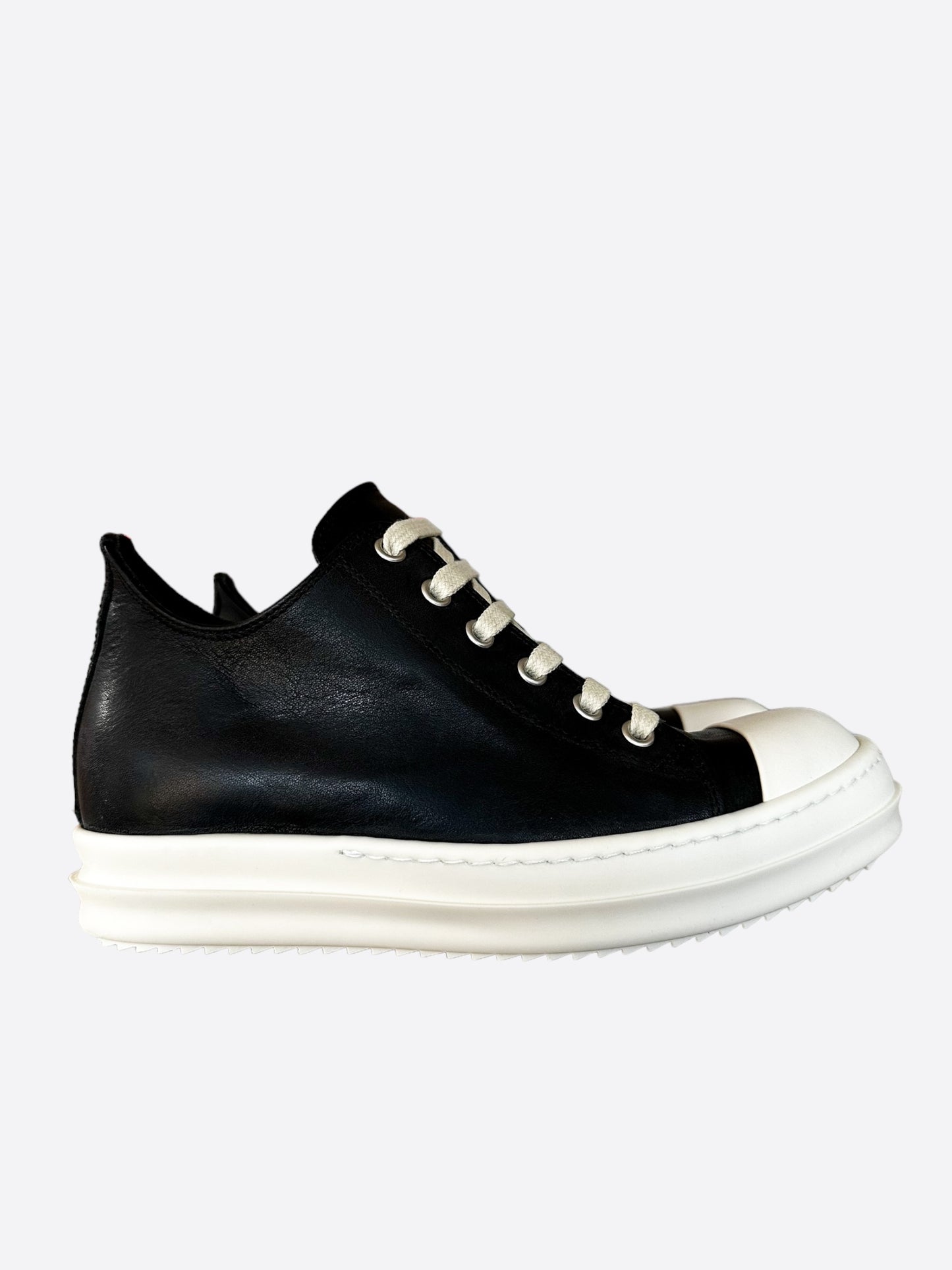 Rick Owens Black & White Suede Women's Low Top Sneakers