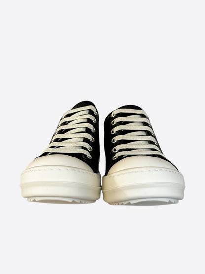 Rick Owens Black & White Suede Women's Low Top Sneakers