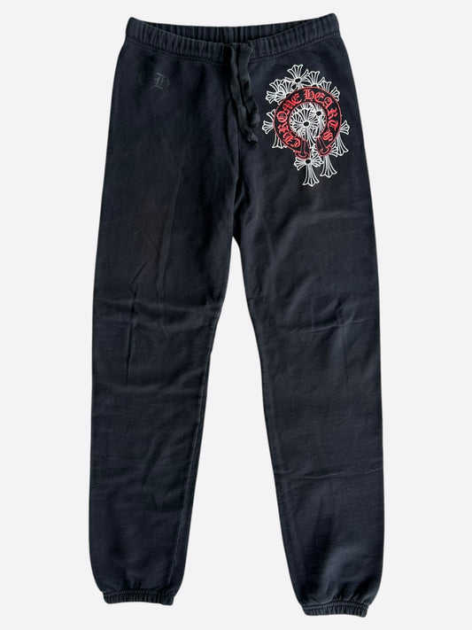 Chrome Hearts Black & Red Cemetery Horseshoe Logo Sweatpants