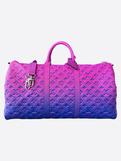 Louis Vuitton Pink & Purple Taurillon Illusion Monogram Keepall 50