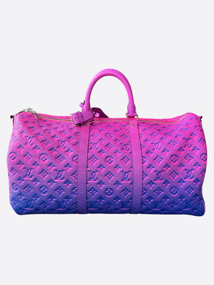 Louis Vuitton Pink & Purple Taurillon Illusion Monogram Keepall 50