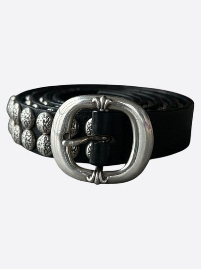 Chrome Hearts Black & Silver Dagger Logo Studded Gunslinger Belt
