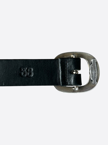 Chrome Hearts Black & Silver Dagger Logo Studded Gunslinger Belt