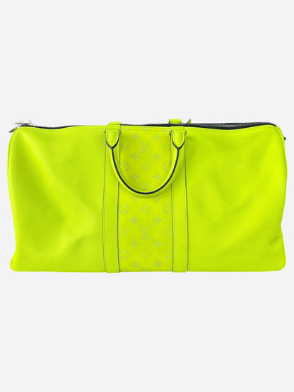 Louis Vuitton Yellow Taigarama Monogram Keepall 50