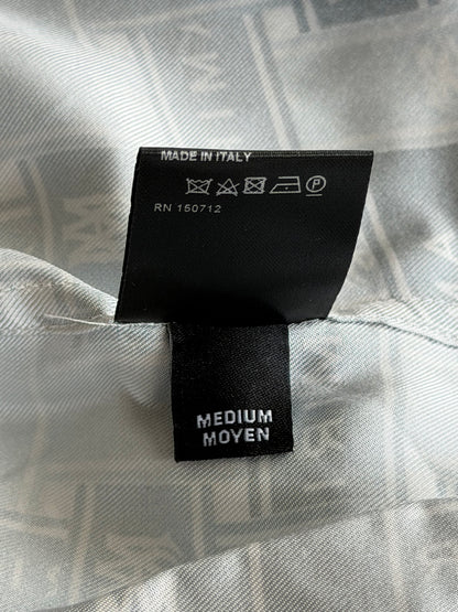Amiri White & Blue Gradient Tape Logo Silk Button Up Shirt