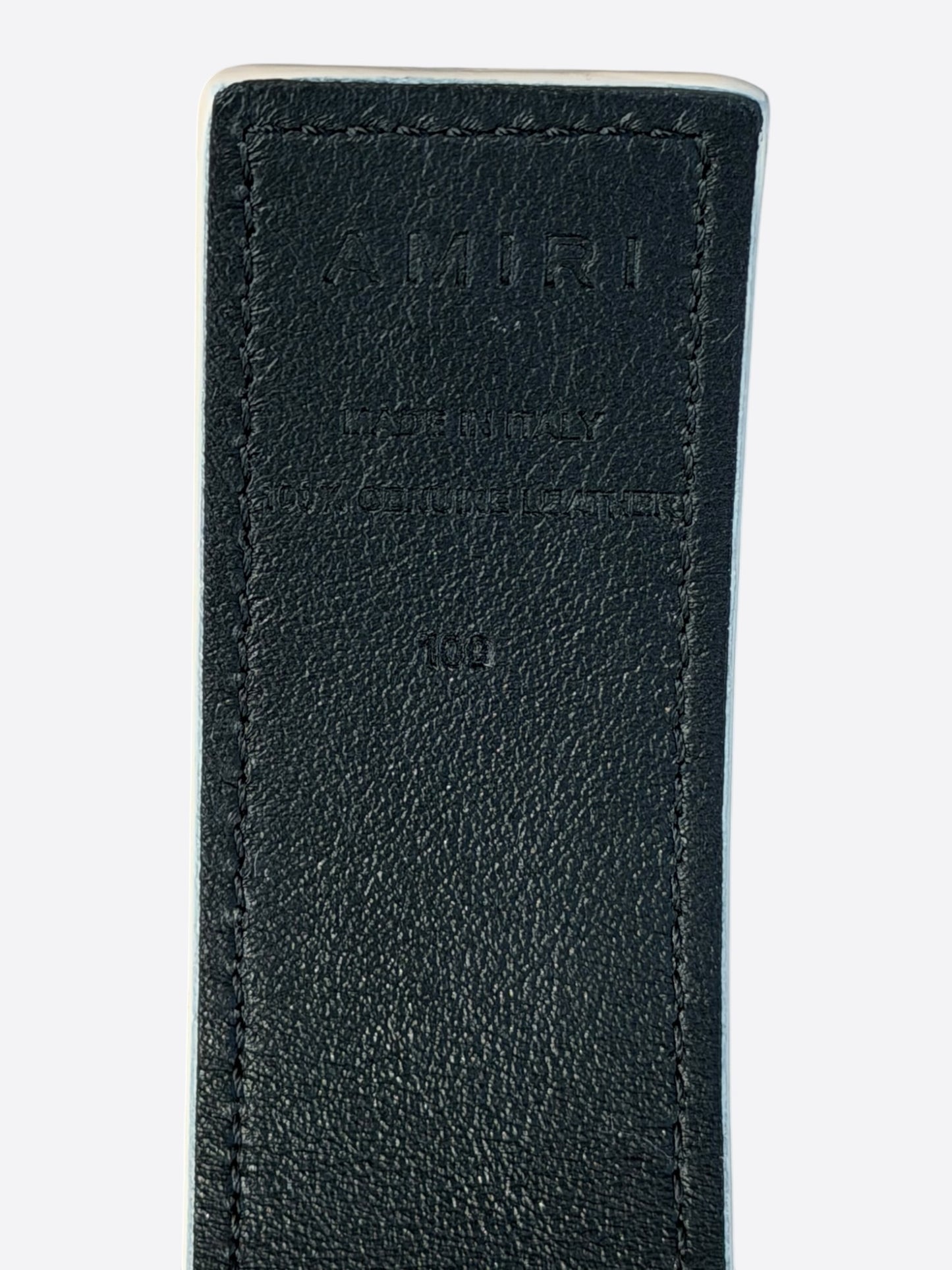 Amiri White & Black MA Logo Reversible Leather Belt