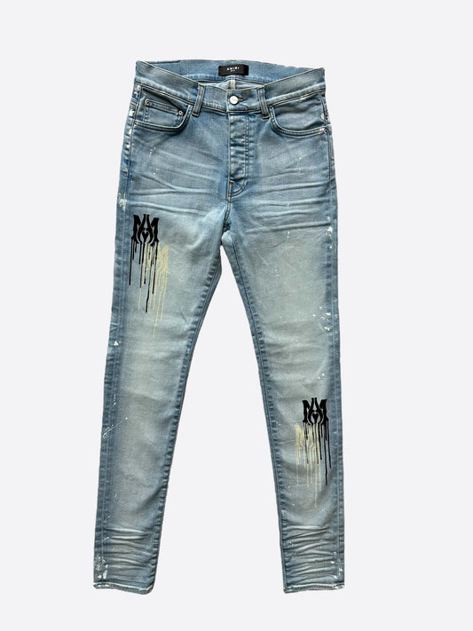 Amiri Blue MA Logo Stencil Jeans