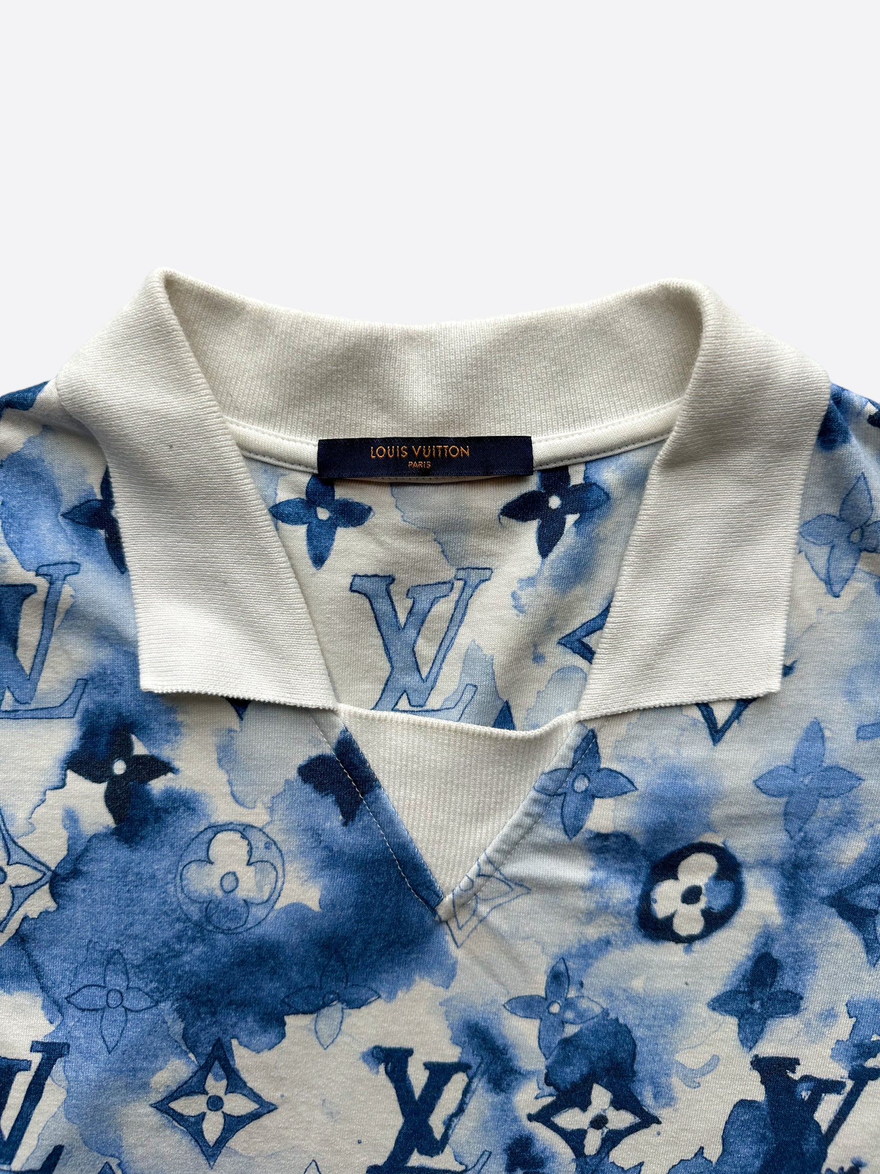 Louis Vuitton Blue White Watercolor Polo Shirt - Tagotee