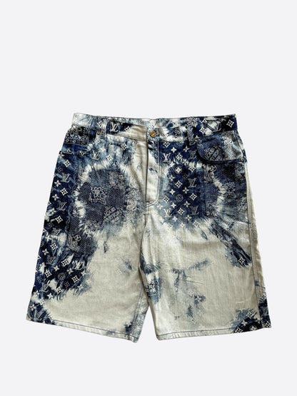 Louis Vuitton Blue Bleached Bandana Monogram Denim Shorts