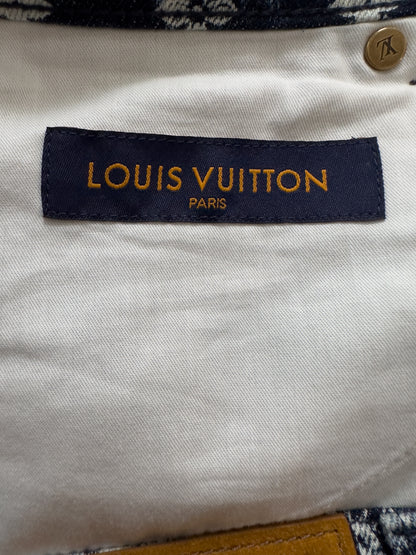 Louis Vuitton Blue Bleached Bandana Monogram Denim Shorts