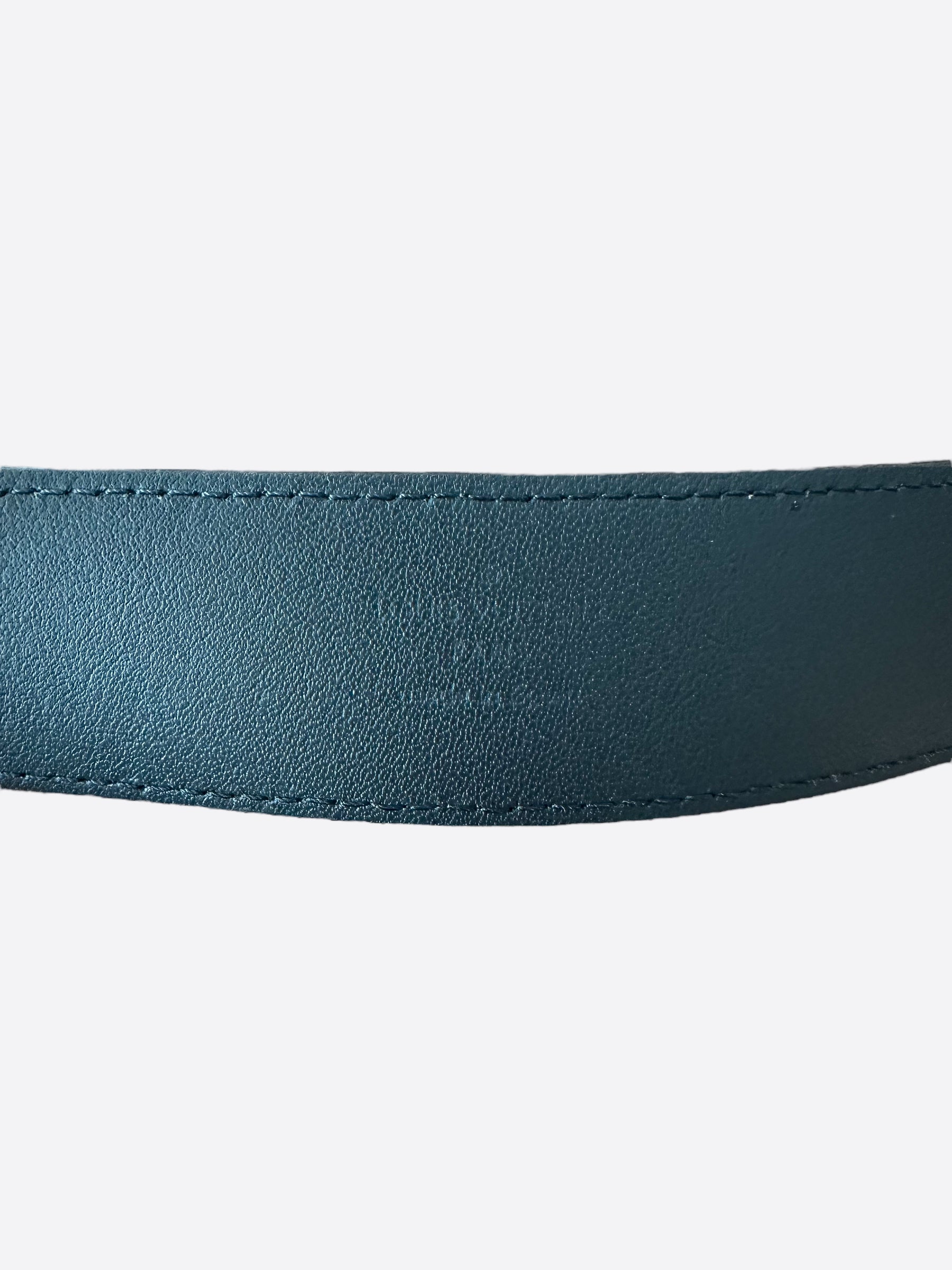Louis Vuitton Blue Taiga Leather LV Initiales Belt 90CM Louis Vuitton